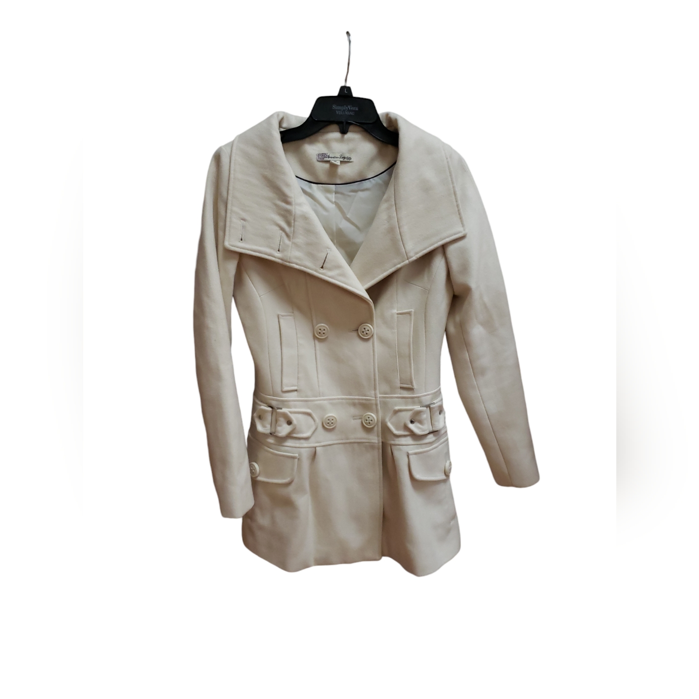 American Rag Pea Coat Womens Size Xs Cream Button Wool Preppy